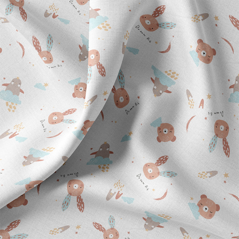 Printed Cotton PICOLO White / Blue